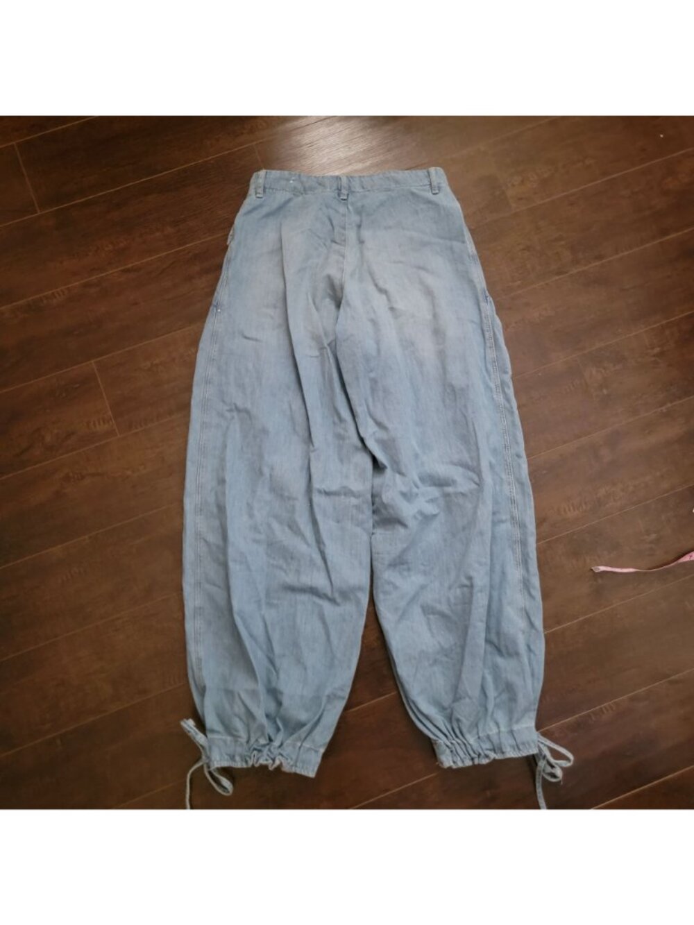 Free People Light Blue Wide Leg Drawstring Hem Jeans - Picture 4 of 8